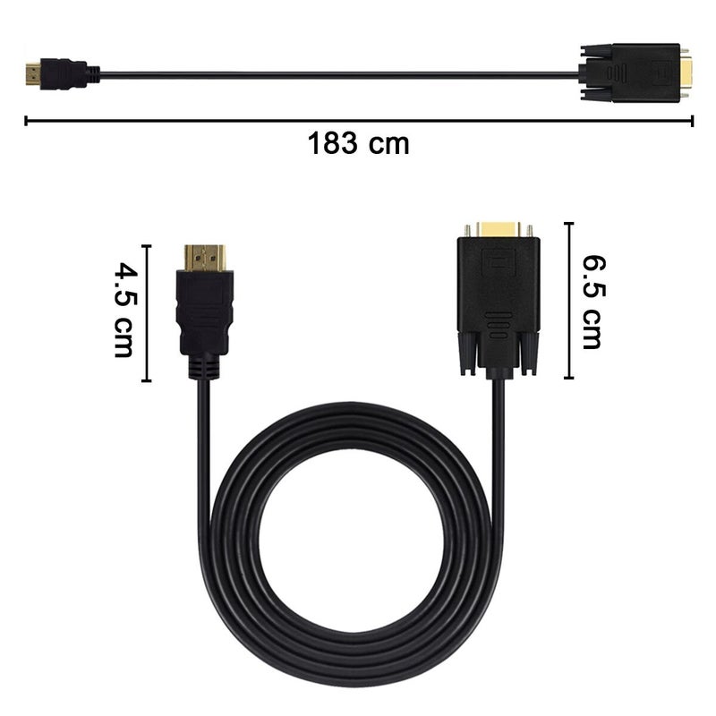 Wonlyus HDMI to VGA Cable Gold-Plated 1080P HDMI Male to VGA Male Active Video Adapter Converter Cord (6 Feet/1.8 Meters) - Image 3